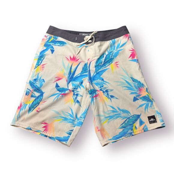 O'Neill Floral Aloha Board Shorts Size 32" Swim Trunks Retro Beach Shorts‎ Y2K - Picture 1 of 6